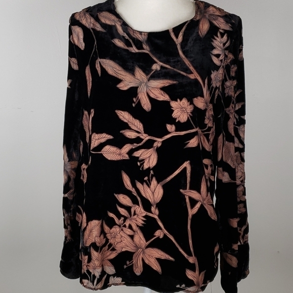 Line & Dot Tops - Line & Dot Claudette Top Black Velvet Burnout NWT